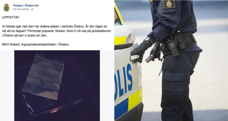 Efterlysning, Polisen, Facebook, Örebro, Kokain